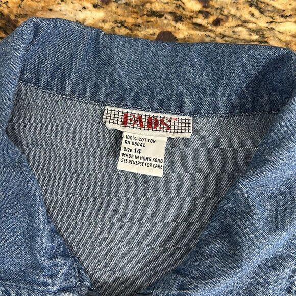 FADS Vintage Cotton Sleeveless Denim Midi Dress With Pockets Size 14 - Picture 4 of 8